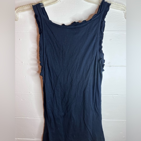 Boho Black Ruffled Buttoned Tank Top - Picture 3 of 3